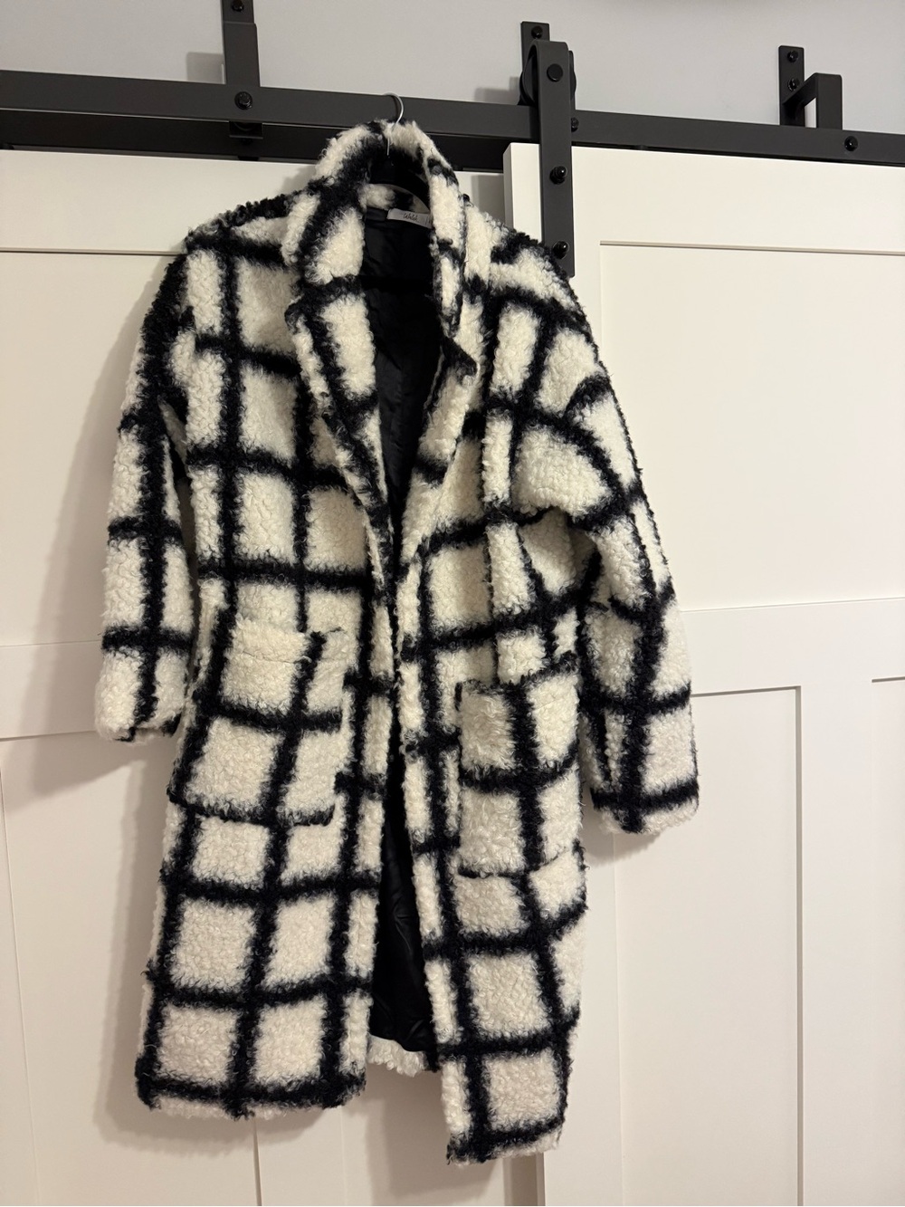 TALULAH Black and White Faux Shearling Coat
